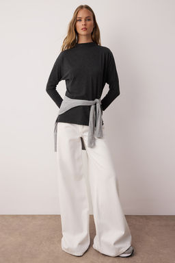 Murdum Yarasa Kol Relaxed/Rahat Kal?p Truvakar Kol Orme Bluz TWOAW26BZ00136 - Trendyolmilla фото 9