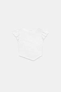 SHORT SLEEVE T-SHIRT WITH RUFFLES - Zara фото 4
