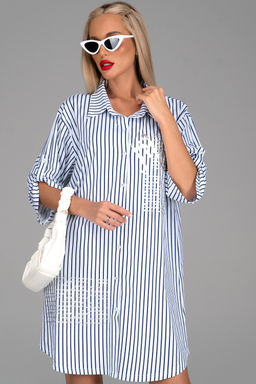 Платье  рубашка Молли (мелкая полоска) - Эльза фото 17
