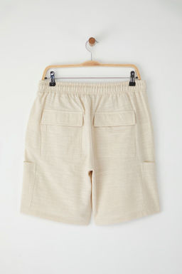 TRENDYOL MAN Ekru Kargo Cepli Keten Gorunumlu Pamuklu Sort & Bermuda TMNSS25SR00055 - Trendyolmilla фото 9