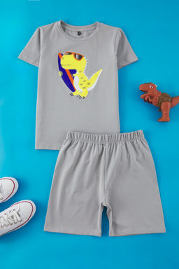 Mint-Mavi 4lu Erkek Cocuk %100 Pamuk Animal Bask?l? Pijama Tak?m? TKDSS25PT00018 - Trendyolmilla фото 4