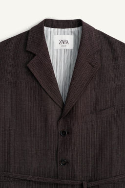 BLAZER TRAJE RAYAS VISCOSA - LINO / Marr?n oscuro - Zara фото 9