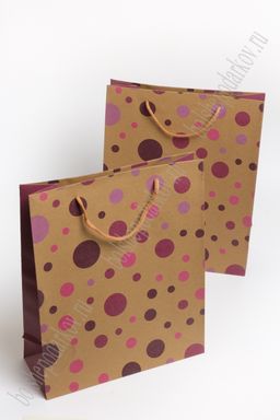 Пакет крафтовый с рисунком "Горошек" 26*32*10 см (12 шт) SF-7171, №2
