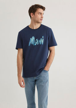 Mavi Logo Bask?l? Lacivert Tisort