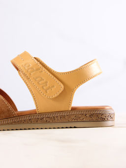 Босоножки 1043.26047br.Тыква лион+светло коричневая замша