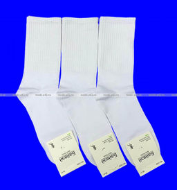 Цена за 3 пар. 3 ПАРЫ - Байвей высокие белые носки с высокой резинкой арт. 1209