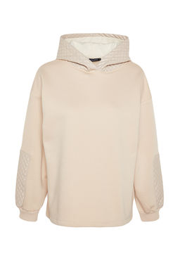 TRENDYOLMILLA Siyah Kal?n Ici Polarl? Kapitoneli Oversize/Genis Kesim Kapusonlu Orme Sweatshirt TWOAW24SW00205  фото 16