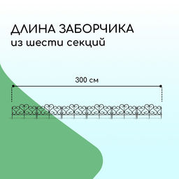 Ограждение декоративное, 32×300 см, 6 секций, пластик, чёрное