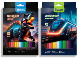 Набор цветных карандашей Schoolformat МИКС ДЛЯ МАЛЬЧИКОВ 18 цв. шестигранные, деревянные, ...