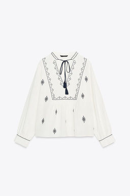 RUSTIC EMBROIDERED BLOUSE - Zara фото 7