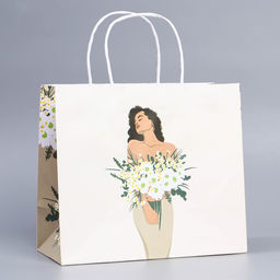 Пакет подарочный крафтовый, упаковка, 8 марта, 22?25?12 см