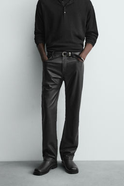 LEATHER-EFFECT STRAIGHT-LEG TROUSERS - Zara фото 2