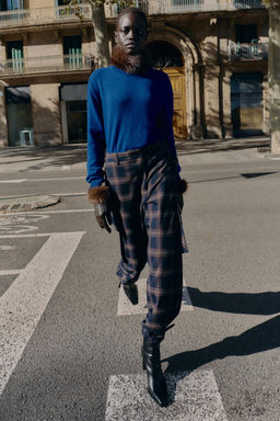 CHECKED CARGO BALLOON TROUSERS