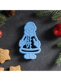 Форма для печенья новогодняя «Снегурочка», вырубка, штамп, 10×5.9×1.4 см, пластик, голубая