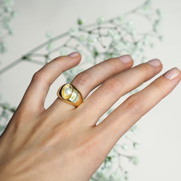 Кольцо Арт. 3-2321-Y (Белый/Желтый) - MyGemma фото 4