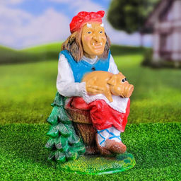 Садовая фигура из полистоуна «Баба Яга с поросёнком», 20×20×34 см