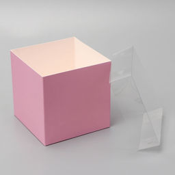 Цена за 3 шт. Коробка для цветов с PVC крышкой, 12×12×12 см, розовая