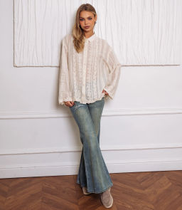 Блуза #КТ813 (5), светло-бежевый