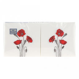 Салфетки бумажные Art Bouquet 20х20см, 2-х слойные, 250 штук в упаковке, 100% целлюлоза, Маки (Россия)  фото 2