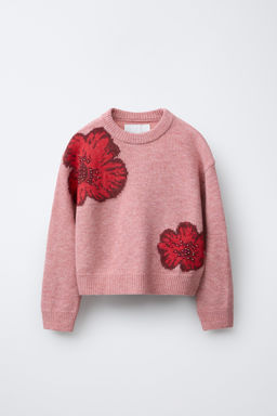 FLORAL BEADED KNIT JUMPER