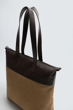 SHOPPER BAG WITH LEATHER DETAILS - Zara фото 3