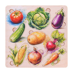Пазл вкладыш деревянный Овощи цветной