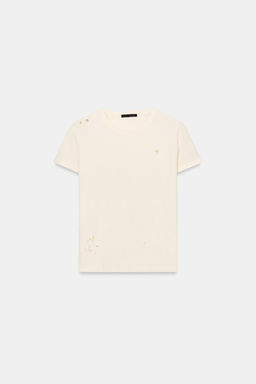 CAMISETA ROTOS MANGA CORTA / Crudo - Zara фото 5