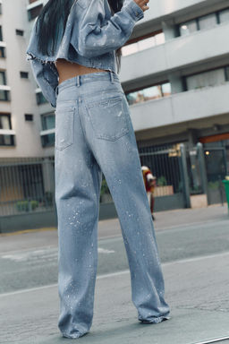 TRF STRAIGHT-LEG RHINESTONE HIGH-WAIST JEANS - Zara фото 4