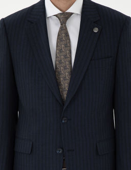 Lacivert Slim Fit _izgili Tak_m Elbise