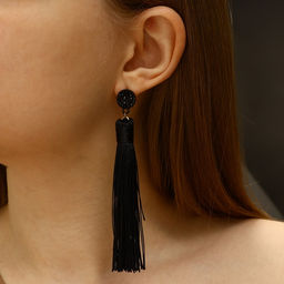 Серьги «Кисти» гармония, цвет чёрный, L кисти 8.5 см