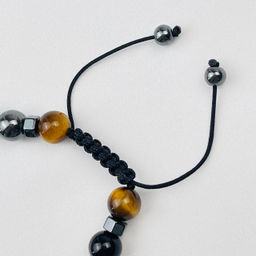 Браслет регулируемый из полосатого Агата,Тигрового глаза и Гематита от 20 см - Радуга самоцветов фото 3