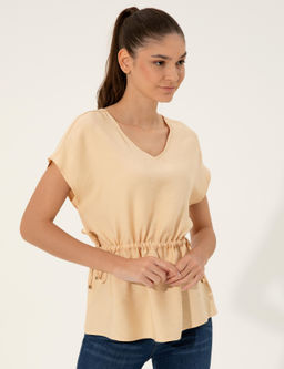 Bej Comfort Fit K_sa Kollu Bluz - Pierre cardin фото 3