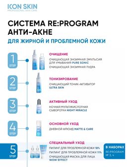 ICON SKIN Косметическая маска для лица от прыщей, акне и жирного блеска. Для проблемной кожи.50 мл  фото 9