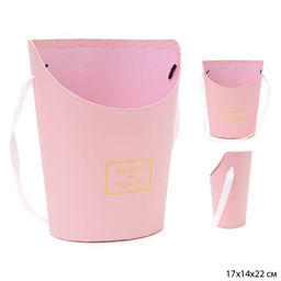 Коробка для цветов трапеция 17х14х22 см / W6641 /уп 10/30/розовая