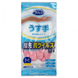 Тонкие хозяйственные перчатки из ПВХ с хлопковым покрытием розовые Antiviral S.T. Corp (размер М), Япония Акция