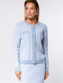 VILATTE / Жакет фактурной вязки с золотистыми пуговицами  фото 2