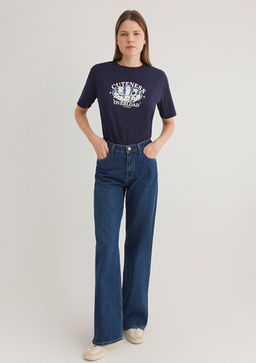 Kedi Bask?l? Lacivert Tisort - Mavi фото 2