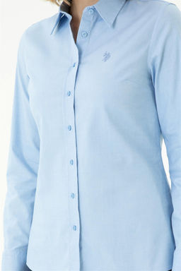 Женская синяя базовая рубашка с длинным рукавом - U.s. polo assn фото 6