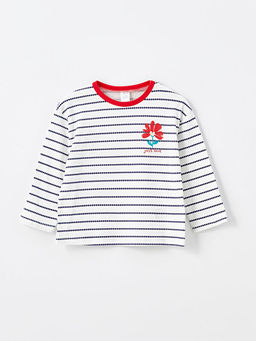 Bisiklet Yaka Uzun Kollu ?izgili K?z Bebek Ti??rt - Waikiki фото 4