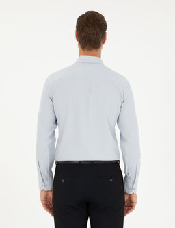 Gri Oxford Slim Fit Uzun Kollu G_mlek