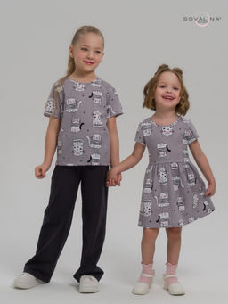 Костюм Лето котейки на сером-фуме - Sovalina фото 6