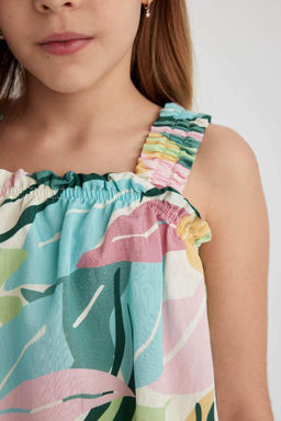 Блузка с узором на бретелях для девочки - Defacto фото 8