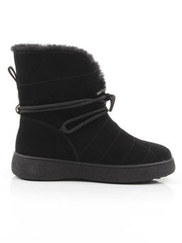 04-PAL271-1Z BLACK Ботинки зимние женские (натуральная замша, 100% шерсть, натуральный мех)