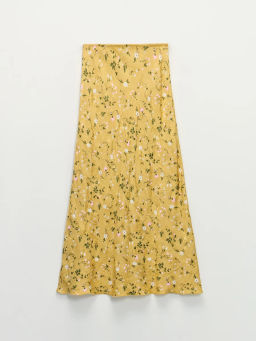 Атласная миди юбка в цветок / Zarina