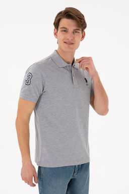 Erkek Slim Fit Polo Yaka Gri Melanj Basic Ti__rt Sepette S_rpriz _ndirim - U.s. polo assn фото 2