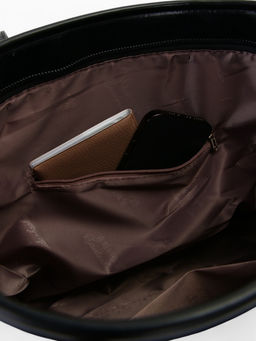 Сумка-шопер женская на молнии, размер 30.5×12×27 см, однотонная, чёрная