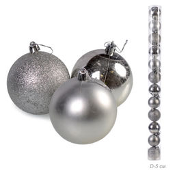 Елочные шары 12 штук 5 см / H015 /уп 96/ серебро - Галеонтрейд фото 4
