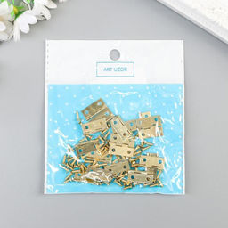 Цена за 3 шт. Петля для шкатулки металл с прямыми углами, под золото, набор 17 шт., 1×1.5 см