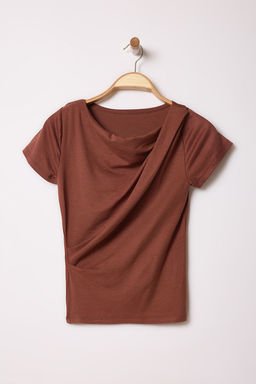 Trendyolmilla Siyah Buzgu/Drape Detayl? Fitted/Vucuda Oturan Orme Bluz TWOSS25BZ00278  фото 5