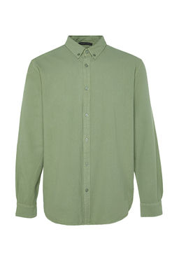Haki Unisex Regular Fit %100 Pamuklu Keten Gorunumlu Fit Gomlek TMNSS23GO00099